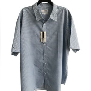 Bowery & Broome Men's 38 Short Sleeved Button Down Shirt Navy Light Blue NWT
